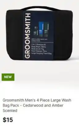 Target Groomsmith Men's 4 Piece Large Wash Bag Pack - Cedarwood and Amber Scented offer