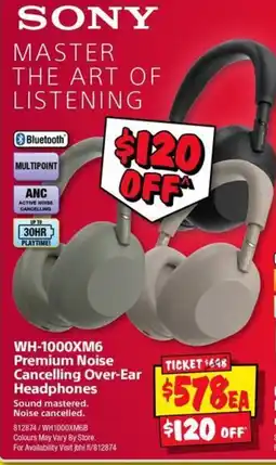 JB Hi-Fi Sony Premium Noise Cancelling Over-Ear Headphones offer