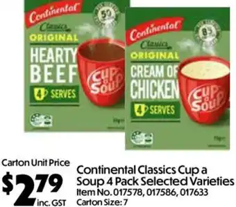 Continental Classics Cup a Soup 4 Pack Selected Varieties