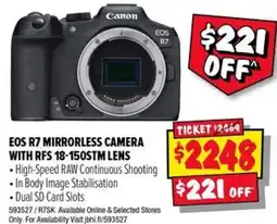 JB Hi-Fi Canon EOS R7 Mirrorless Camera with RFS 18-150STM Lens offer