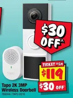JB Hi-Fi Tapo 2K 3MP Wireless Doorbell offer