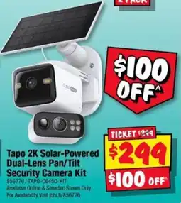 JB Hi-Fi Tapo 2K Solar-Powered Dual-Lens Pan/Tilt Security Camera Kit offer
