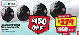 JB Hi-Fi Tapo 2K 3MP Smart Wire-Free Security System offer