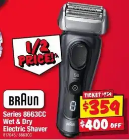 JB Hi-Fi Braun Series 8663CC Wet & Dry Electric Shaver offer
