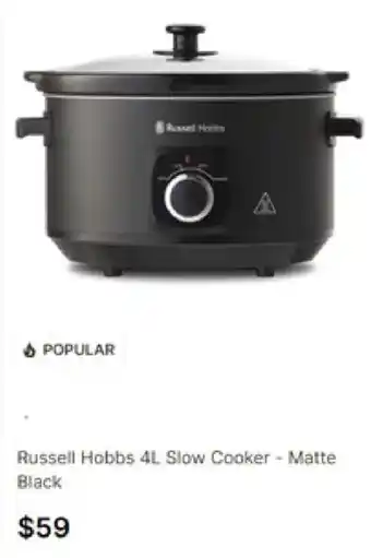 Russell Hobbs 4L Slow Cooker - Matte Black