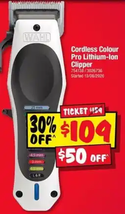 JB Hi-Fi Wahl Cordless Colour Pro Lithium-ion Clipper offer