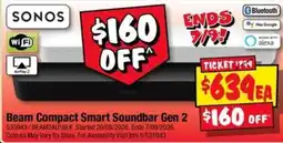 JB Hi-Fi Sonos Beam Compact Smart Soundbar Gen 2 offer
