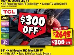JB Hi-Fi TCL 100" 4K Google LED TV offer