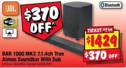 JB Hi-Fi JBL BAR 1000 MK2 7.1.4ch True Atmos Soundbar With Sub offer