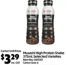 C-Store Distribution Musashi High Protein Shake offer