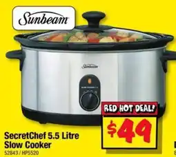 JB Hi-Fi Sunbeam SecretChef 5.5 Litre Slow Cooker offer