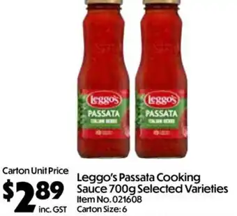 Leggo's Passata Cooking Sauce Selected Varieties