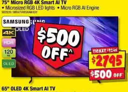 JB Hi-Fi Samsung 75" Micro RGB 4K Smart AI TV offer