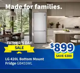Bi-Rite LG 420L Bottom Mount Fridge GB455WL offer