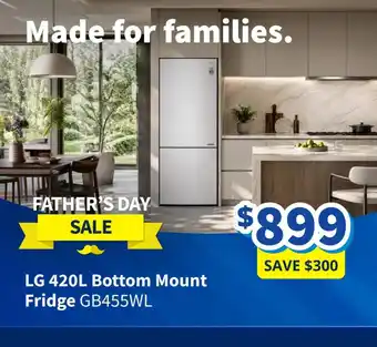 LG 420L Bottom Mount Fridge GB455WL