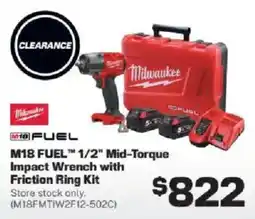 Repco Milwaukee M18 FUEL 1/2" Mid-Torque Impact Wrench with Friction Ring Kit offer