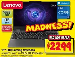 JB Hi-Fi Lenovo 15" LOQ Gaming Notebook offer