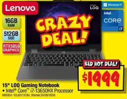 JB Hi-Fi Lenovo 15" LOQ Gaming Notebook offer