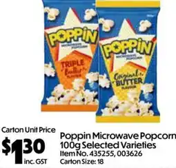 C-Store Distribution Poppin Microwave Popcorn 100g Selected Varieties offer