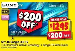 JB Hi-Fi Sony 55" 4K Google LED TV offer