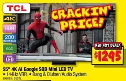 JB Hi-Fi TCL 55" 4K AI Google SQD Mini LED TV offer