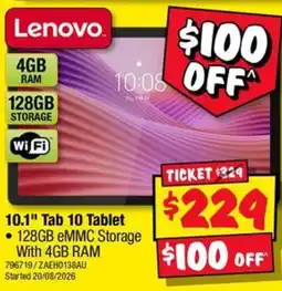 JB Hi-Fi Lenovo 10.1" Tab 10 Tablet offer