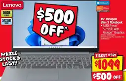 JB Hi-Fi Lenovo 15" Ideapad Slim 3 Notebook offer