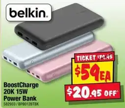 JB Hi-Fi Belkin BoostCharge 20K 15W Power Bank offer