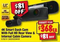 JB Hi-Fi 4K Smart Dash Cam With Full HD Rear View & Internal Cabin Camera offer