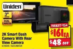 JB Hi-Fi Uniden 2K Smart Dash Camera With Rear View Camera offer