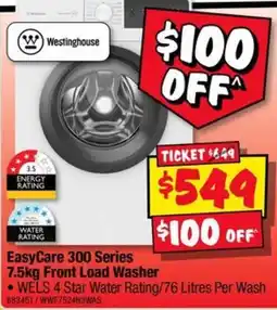 JB Hi-Fi Westinghouse EasyCare 300 Series 7.5kg Front Load Washer offer