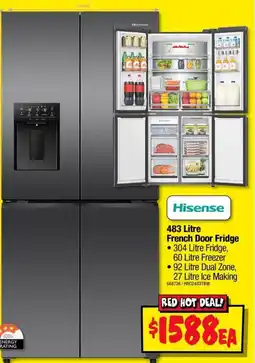 JB Hi-Fi Hisense 483 Litre French Door Fridge offer