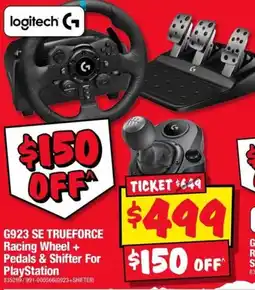 JB Hi-Fi logitech G G923 SE TRUEFORCE Racing Wheel + Pedals & Shifter For PlayStation offer