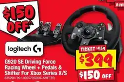 JB Hi-Fi logitech G920 SE Driving Force Racing Wheel + Pedals & Shifter For Xbox Series X/S offer