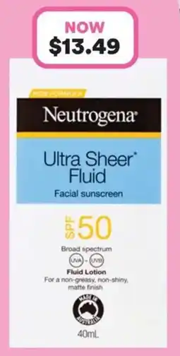 Priceline Neutrogena Ultra Sheer Fluid Facial sunscreen offer