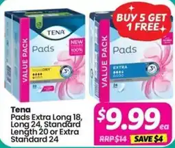 Your Discount Chemist Tena Pads Extra Long offer