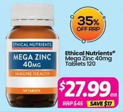 Your Discount Chemist Ethical Nutrients Mega Zinc 40mg offer