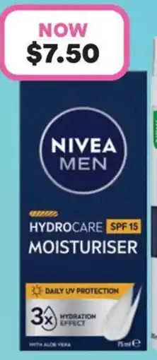 Priceline Nivea men hydrocare spf 15 moisturiser offer