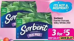 Your Discount Chemist Sorbent Comfort Silky White Facial Tissues offer