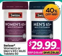 Your Discount Chemist Swisse Women's or Men's 65+ Multi Tablets offer