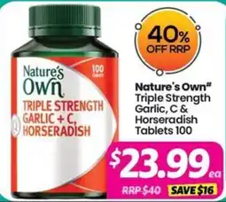 Your Discount Chemist Nature's Own Triple Strength Garlic + C & Horseradish Tablets offer