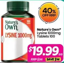 Your Discount Chemist Nature's Own Lysine 1000mg offer