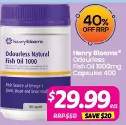 Your Discount Chemist Henry Blooms Odourless Natural Fish Oil 1000 offer