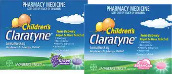 Claratyne Children's Hayfever & Allergy Relief Grape or BubbleGum Flavoured 10 Tablets