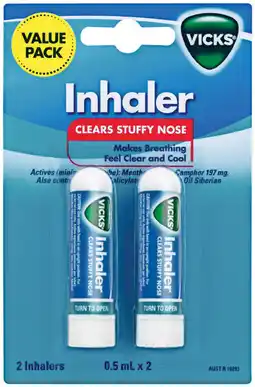 Soul Pattinson Chemist Vicks Inhaler Value.5mL x 2 offer