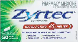 Soul Pattinson Chemist Zyrtec Cetirizine Rapid Acting 24 Hour Relief 50 Mini Tablets offer