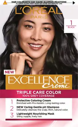 Priceline L'Oréal Paris Excellence Crème Permanent Hair Colour 1 Black 1 Kit offer