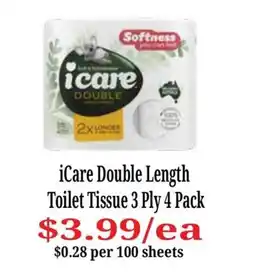 Farmer Jack's iCare Double Length Toilet Tissue 3 Ply offer