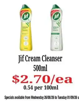 Farmer Jack's Jif Cream Cleanser offer