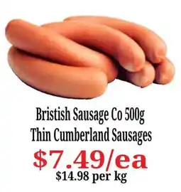 Farmer Jack's Bristish Sausage Co Thin Cumberland Sausages offer